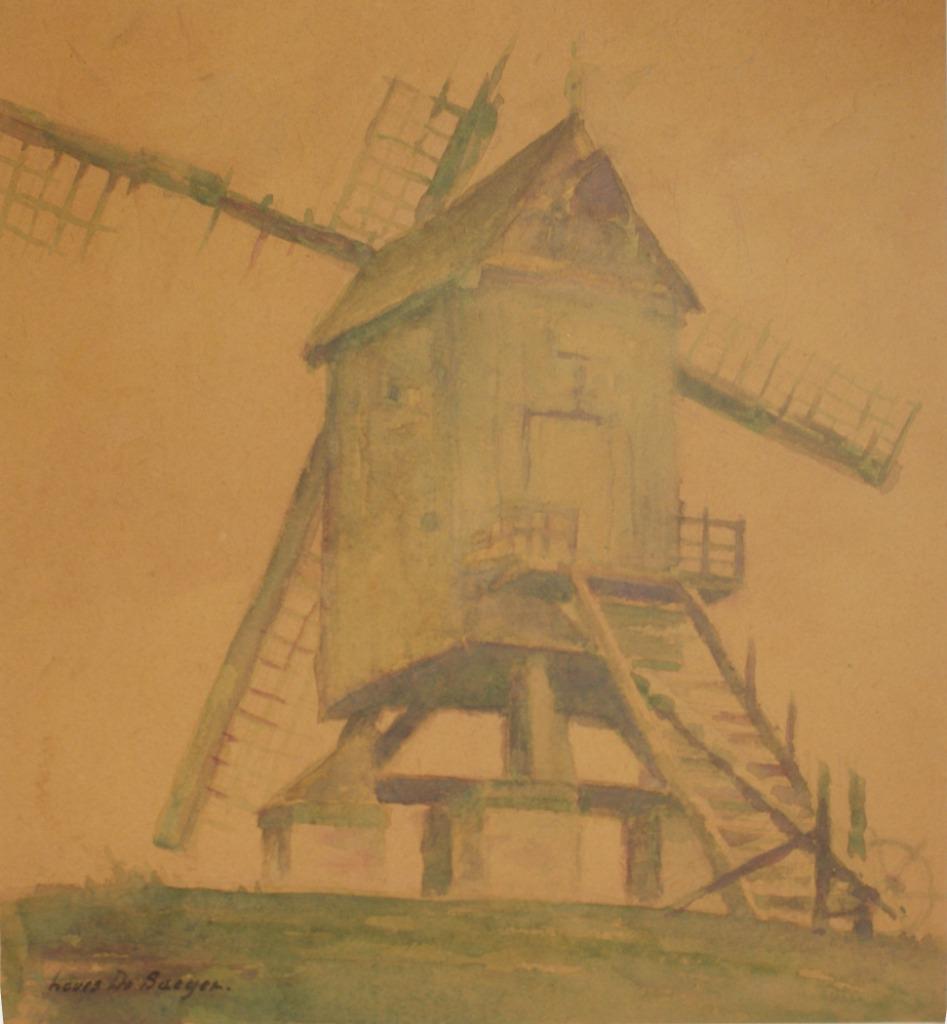 Louis De Saeger (1908-1988): Molen (38 x 42 cm), Antiquités & Art, Art | Peinture | Classique, Enlèvement ou Envoi