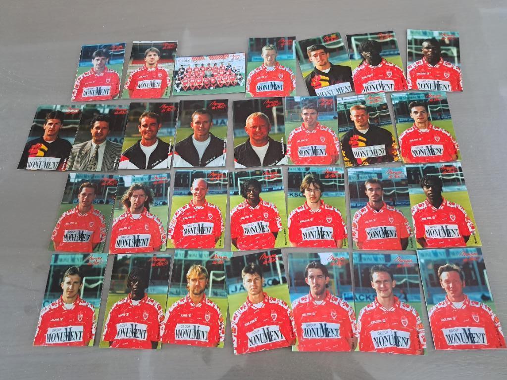 29 cartes de joueur Mouscron 96-97, Enlèvement ou Envoi, Comme neuf, Cartes de joueur