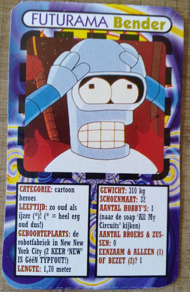 Verzamelkaart van Futurama (jaren '90), Ophalen of Verzenden, Zo goed als nieuw, Tv, Foto of Kaart