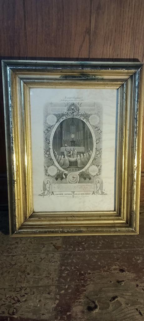 Zeer oude religieuze gravure, 34x43, n94, Antiek en Kunst, Kunst | Etsen en Gravures, Ophalen of Verzenden
