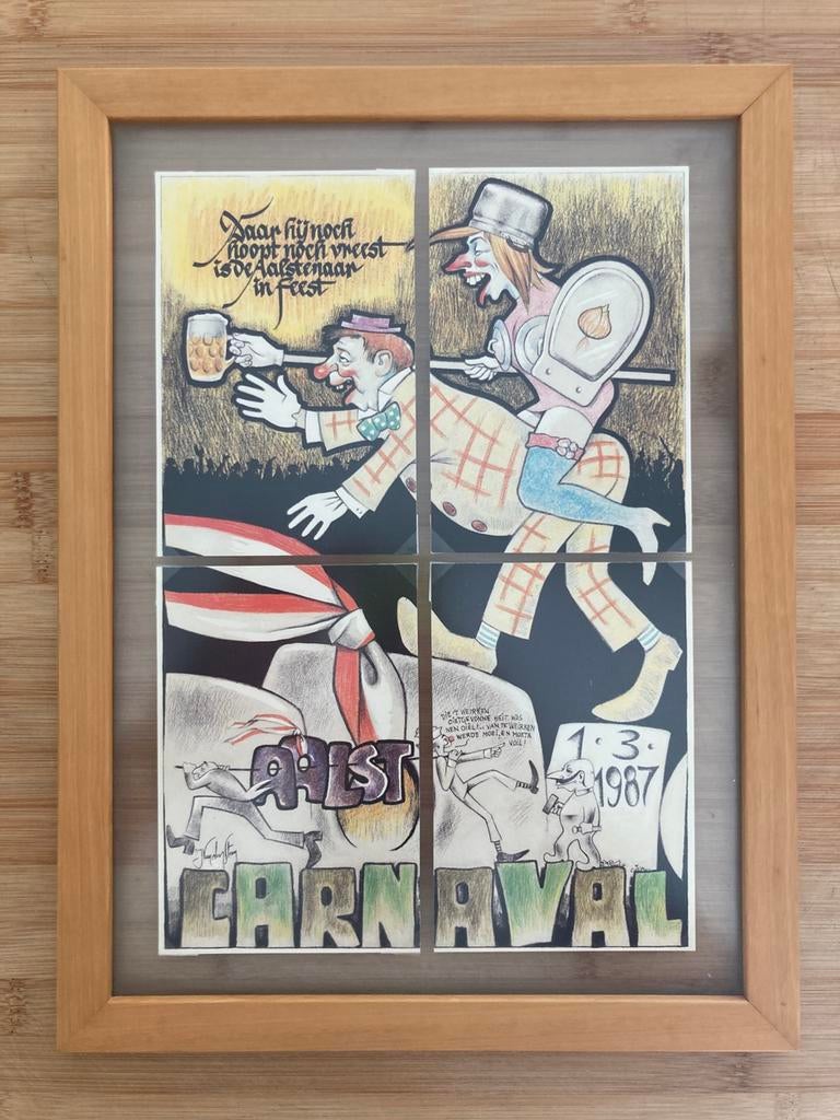 Carnaval Aalst - affiche 1987 - Jef Van Den Steen, Verzamelen, Ophalen, 1980 tot heden, Ongelopen, Oost-Vlaanderen