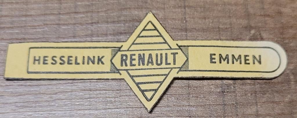 Oud sigarenbandje: Renault Hesselink Emmen, Verzamelen, Ophalen of Verzenden, Gebruikt, Sigarenbandjes