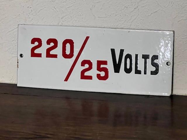 Ancienne plaque émaillée, 220-25 volts, Antiquités & Art, Enlèvement