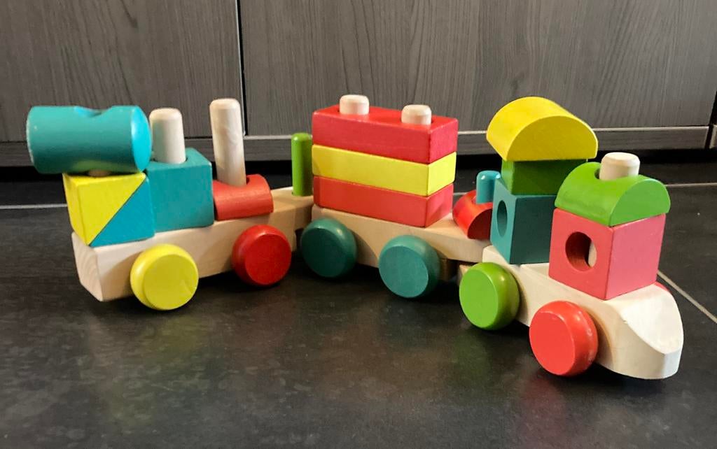 Houten blokken trein, Kinderen en Baby's, Speelgoed | Houten speelgoed, Ophalen, Gebruikt