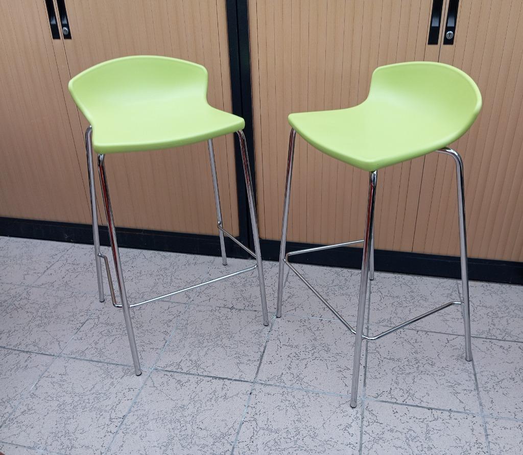 2 tabourets de bar GABER ITALY, Maison & Meubles, Tabourets de bar, Comme neuf, 60 à 90 cm, Synthétique, Métal, 2 tabourets, Avec repose-pieds