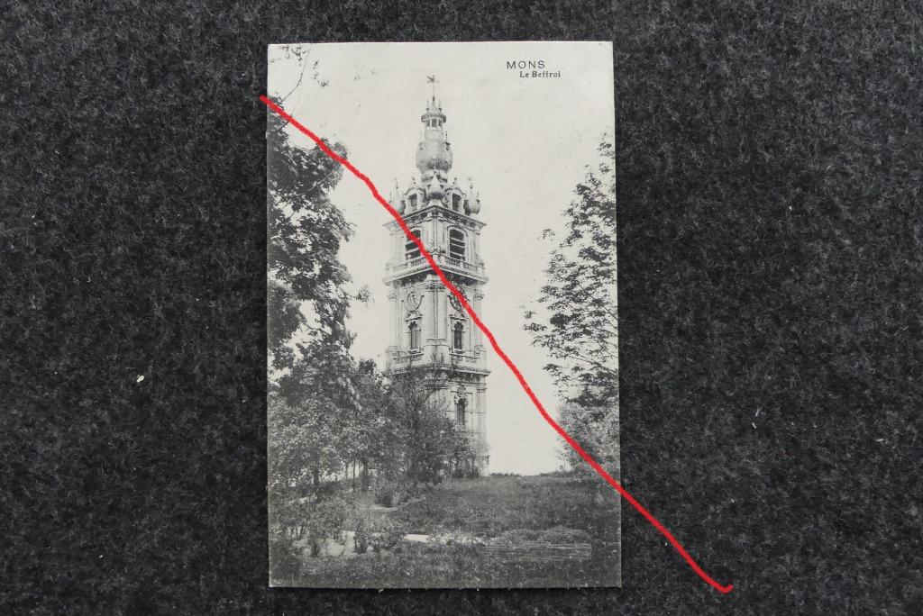 Postkaart 18/6/1912 Mons, Le Beffroi, België, Enlèvement ou Envoi, Avant 1920, Affranchie, Hainaut
