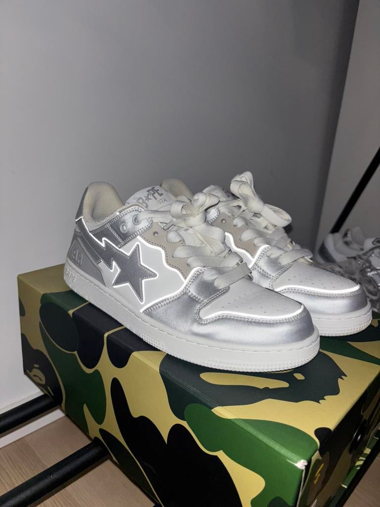 A Bathing Ape (BAPE) Shoes Silver White, Kleding | Heren, Ophalen of Verzenden, Zo goed als nieuw