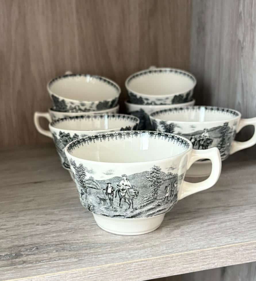 tasse vintage ancien porcelain noir blanc boch villeroy saar, Enlèvement