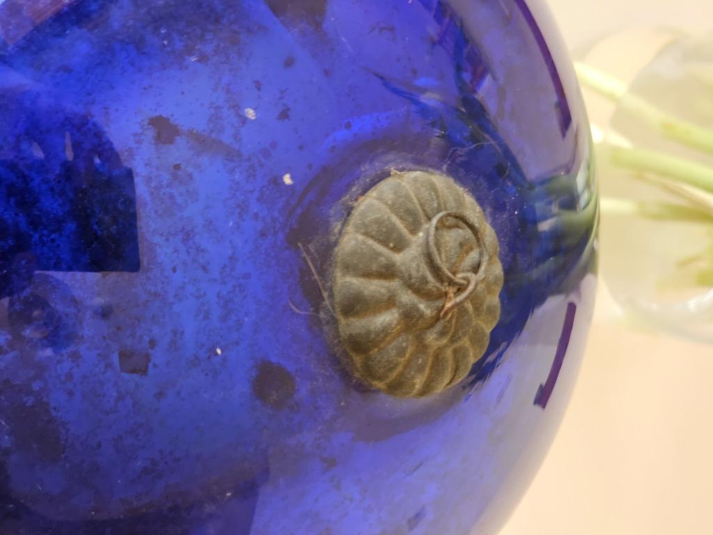 Antieke oude Blauwe Kerstbal zwaar glazen, Diversen, Ophalen of Verzenden