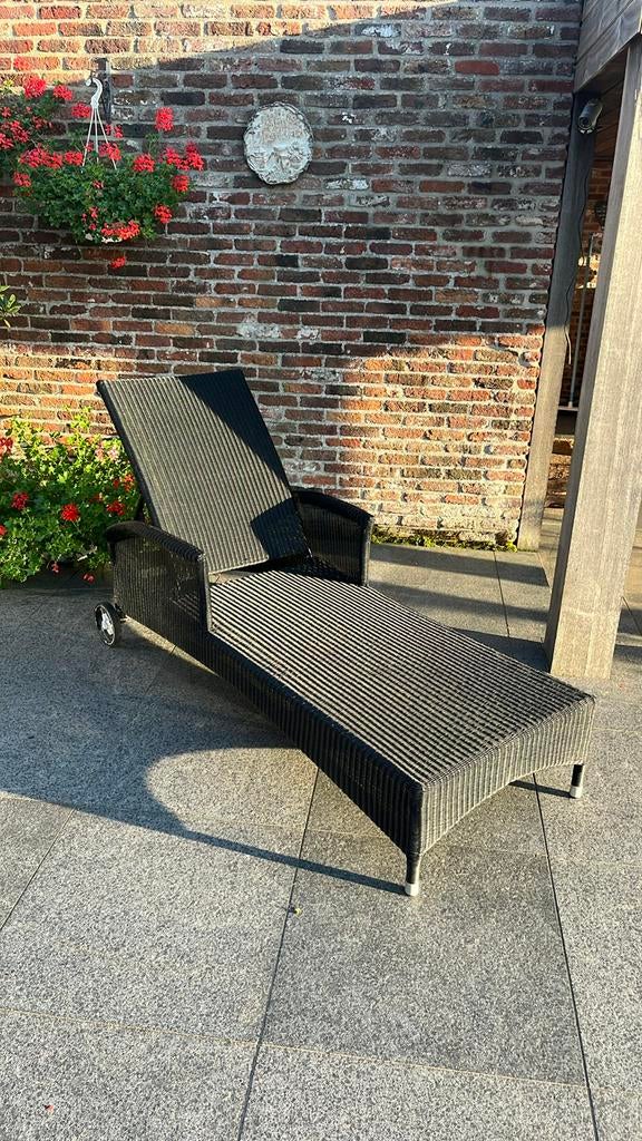 Ligbed zwart, Tuin en Terras, Ligbedden, Ophalen, Wicker, Verstelbaar