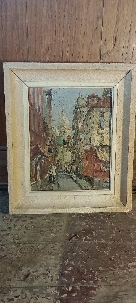 Peinture à l'huile signée, 27x32, n38, Antiquités & Art, Art | Peinture | Classique, Enlèvement ou Envoi