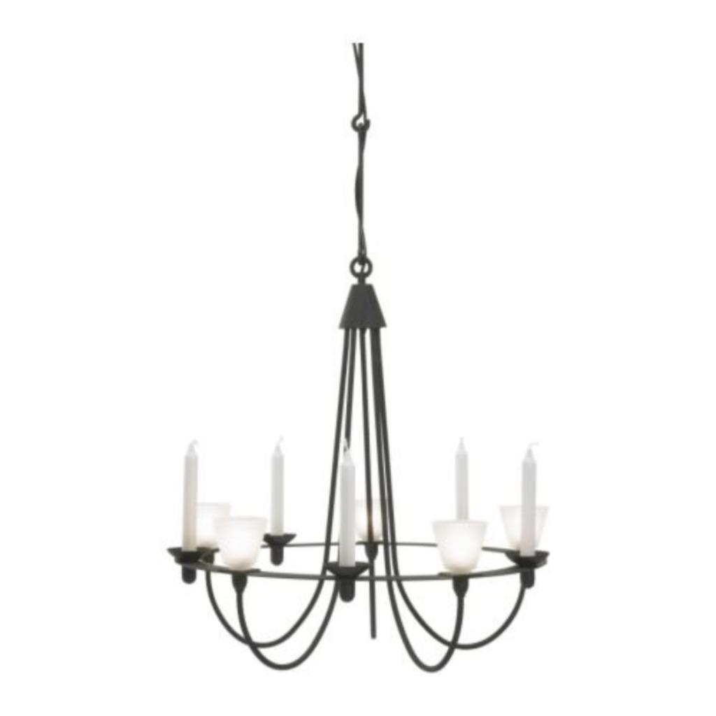 Suspension - Lustre en métal noir et verre - Led et Bougies, Maison & Meubles, Lampes | Suspensions, Enlèvement, Utilisé, Verre