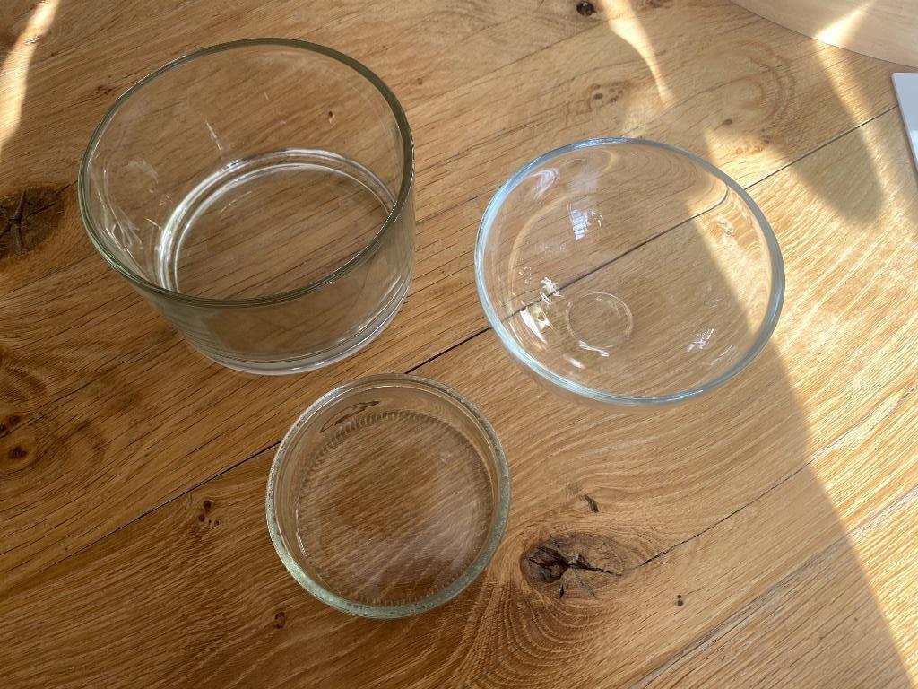 3 glazen kommetjes, Uni, Enlèvement ou Envoi, Verre, Utilisé