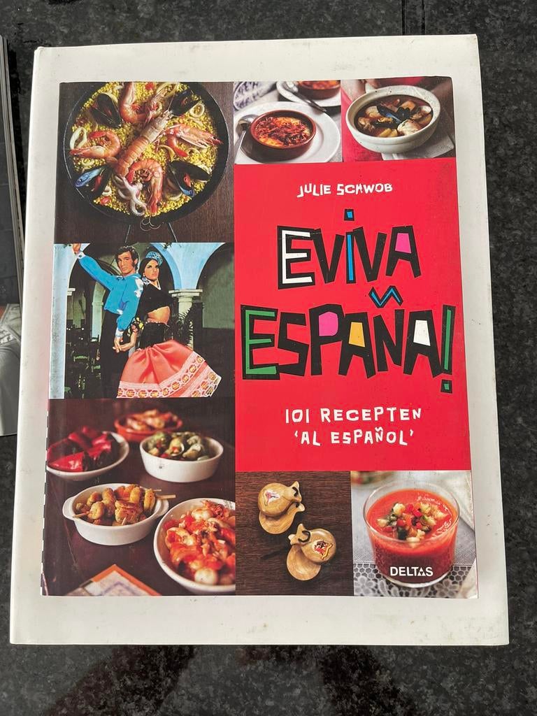 Julie Schwob - Eviva Espana!, Boeken, Kookboeken, Spanje, Ophalen of Verzenden, Zo goed als nieuw, Julie Schwob