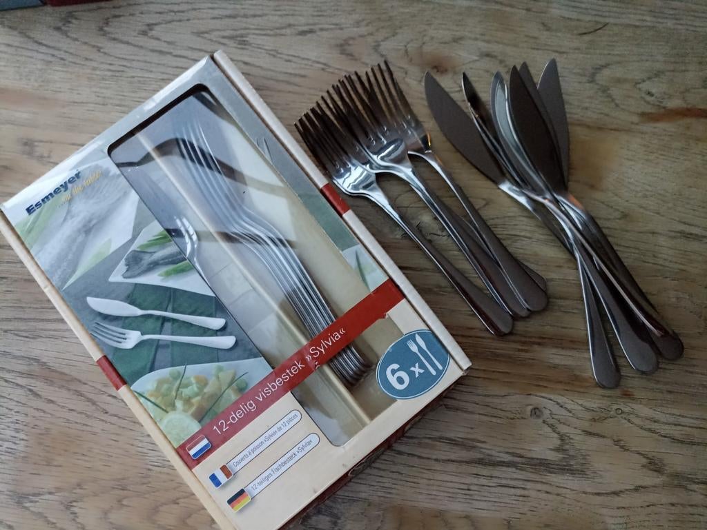 Lot 12 couverts à poisson, Maison & Meubles, Cuisine | Couverts, Enlèvement ou Envoi, Comme neuf, Inox ou Chrome, Ensemble de couverts