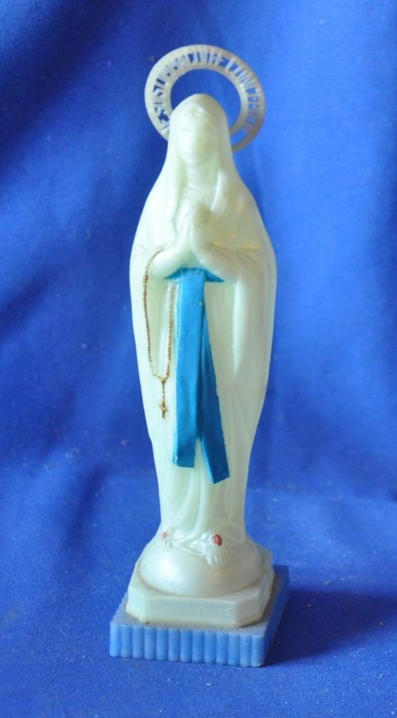 vierge notre dame de lourdes sur socle bleu, Antiquités & Art, Enlèvement ou Envoi