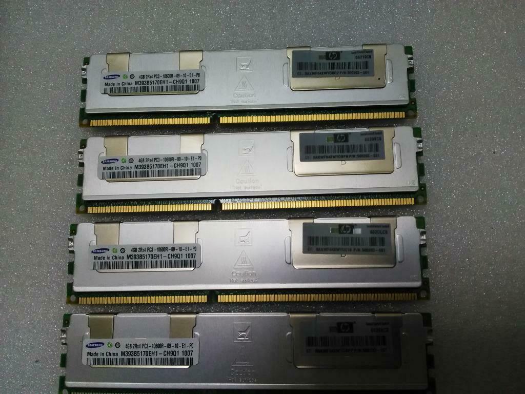 Samsung 4x4Gb PC3-10600R avec dissipateur thermique., Computers en Software, RAM geheugen, Ophalen of Verzenden, Gebruikt, DDR3