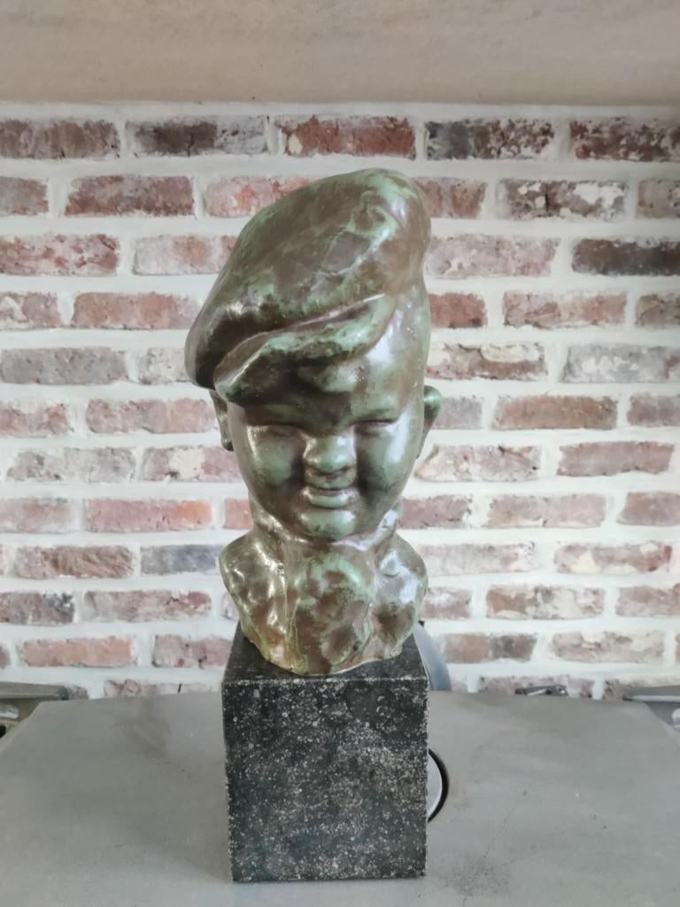 Buste knaap van Patris Ernest, terracotta, Ophalen of Verzenden