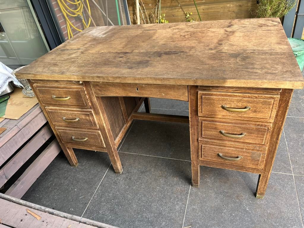 Bureau werktafel in eik, Ophalen, Gebruikt