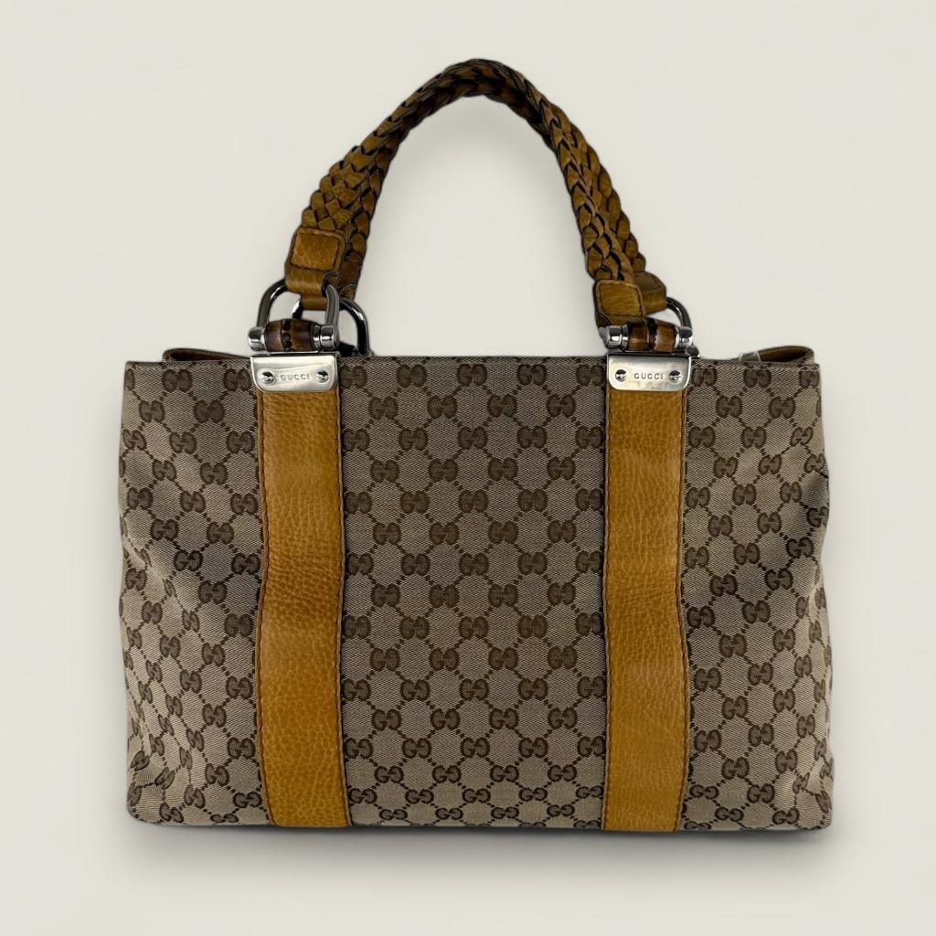 Gucci canvas Bamboo Libeccio tas, Handtassen en Accessoires, Tassen | Damestassen, Ophalen of Verzenden, Gebruikt, Beige, Handtas