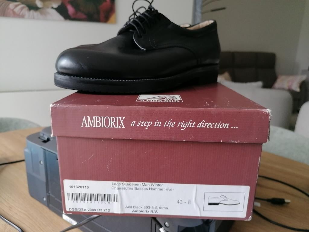 Nieuwe Ambiorix lederen zwarte herenschoenen maat 42, Kleding | Dames, Ophalen of Verzenden, Nieuw