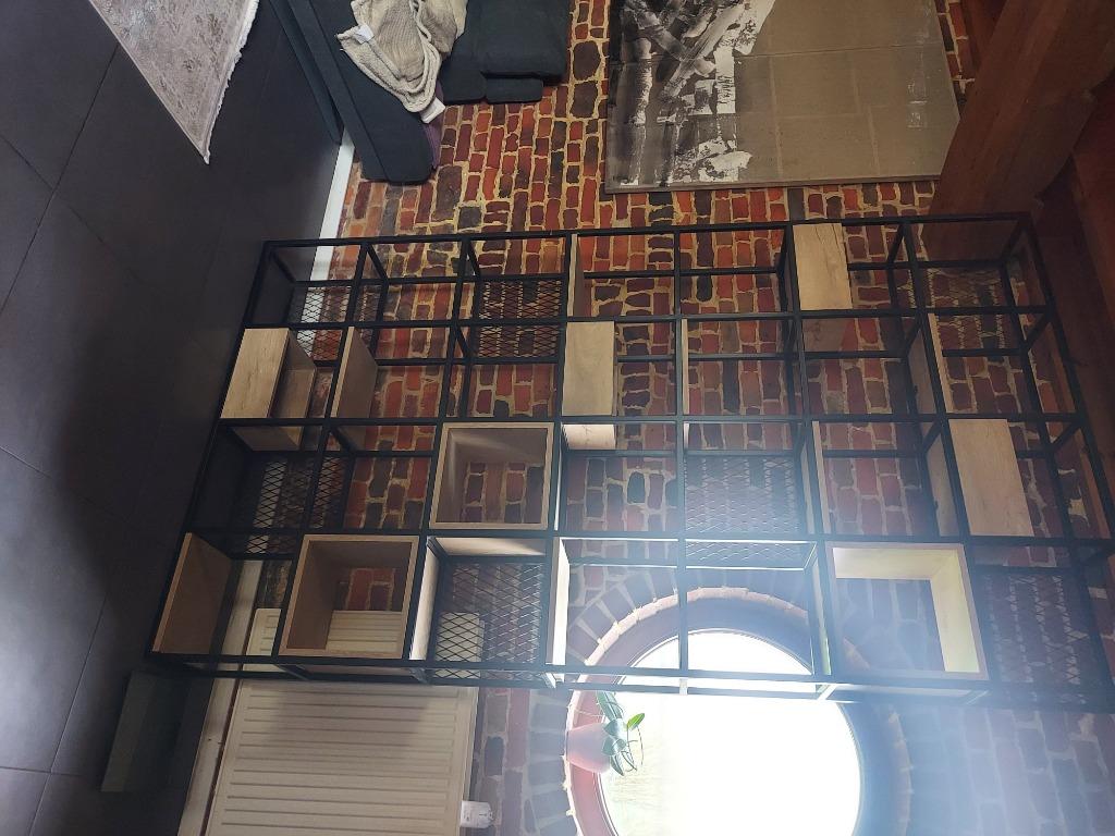 Superbe meuble/étagère industriel bistro loft 2m92 x 1m20, Enlèvement, Comme neuf