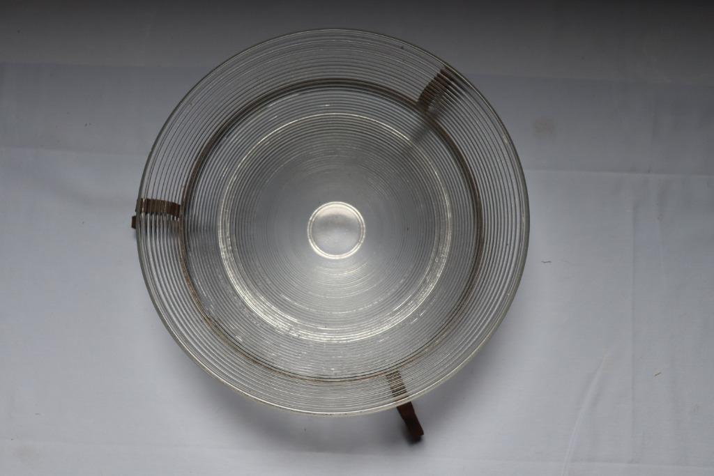 Glazen schaal op gietijzeren voet, Tuin en Terras, Ophalen, Zo goed als nieuw, Overige materialen, Balkon