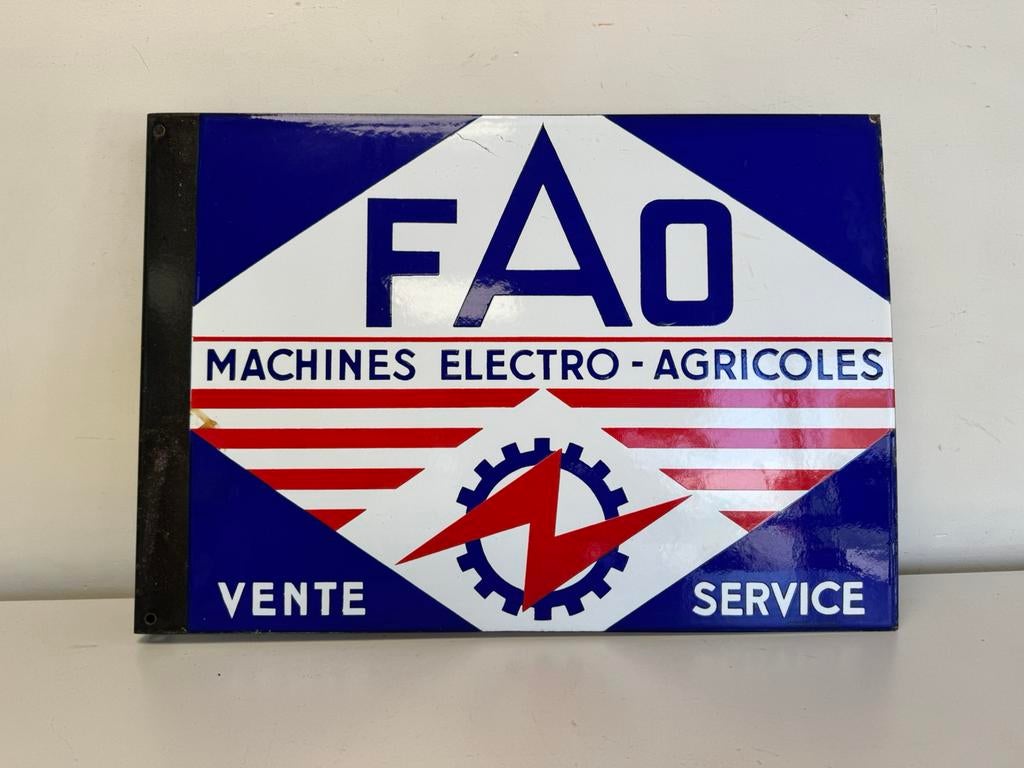 Panneau d'affichage en émail pour machines FAO, Envoi, Utilisé, Panneau publicitaire