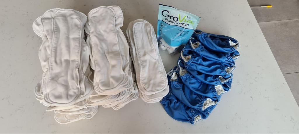 Groot pakket wasbare luiers grovia SIO snap in one, Ophalen of Verzenden, Gebruikt