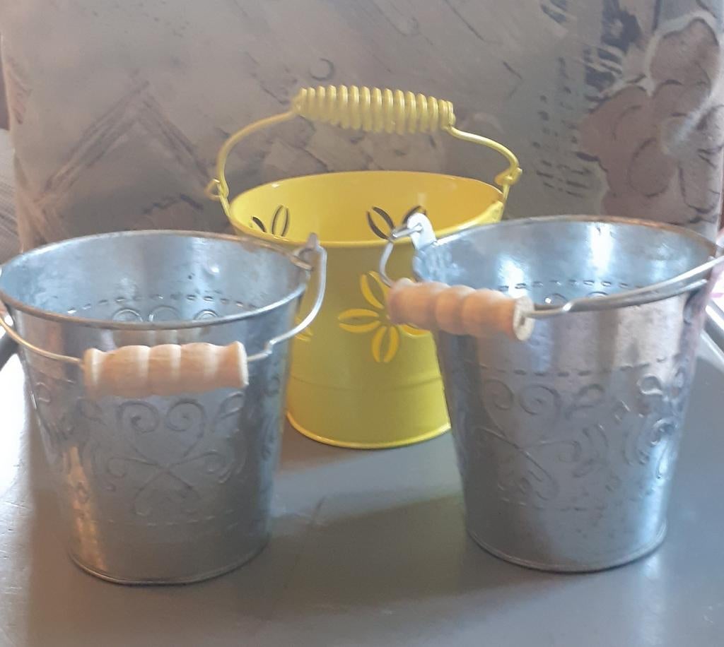 3 petits seaux en metal pour plante ou montage floral, Enlèvement ou Envoi, Utilisé
