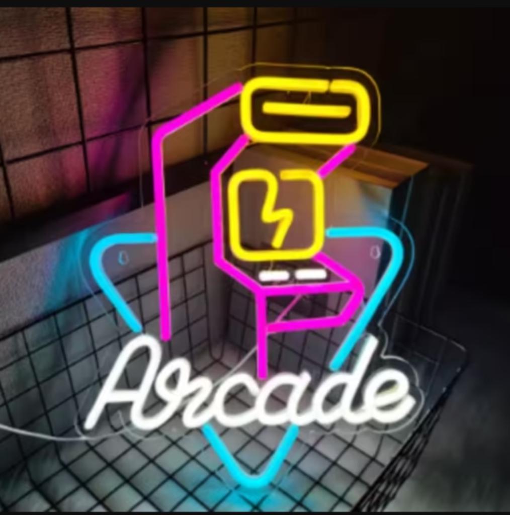 Lampe LED style néon Arcade (35,5 x 29,5 cm), Enlèvement ou Envoi, Neuf, Table lumineuse ou lampe (néon)