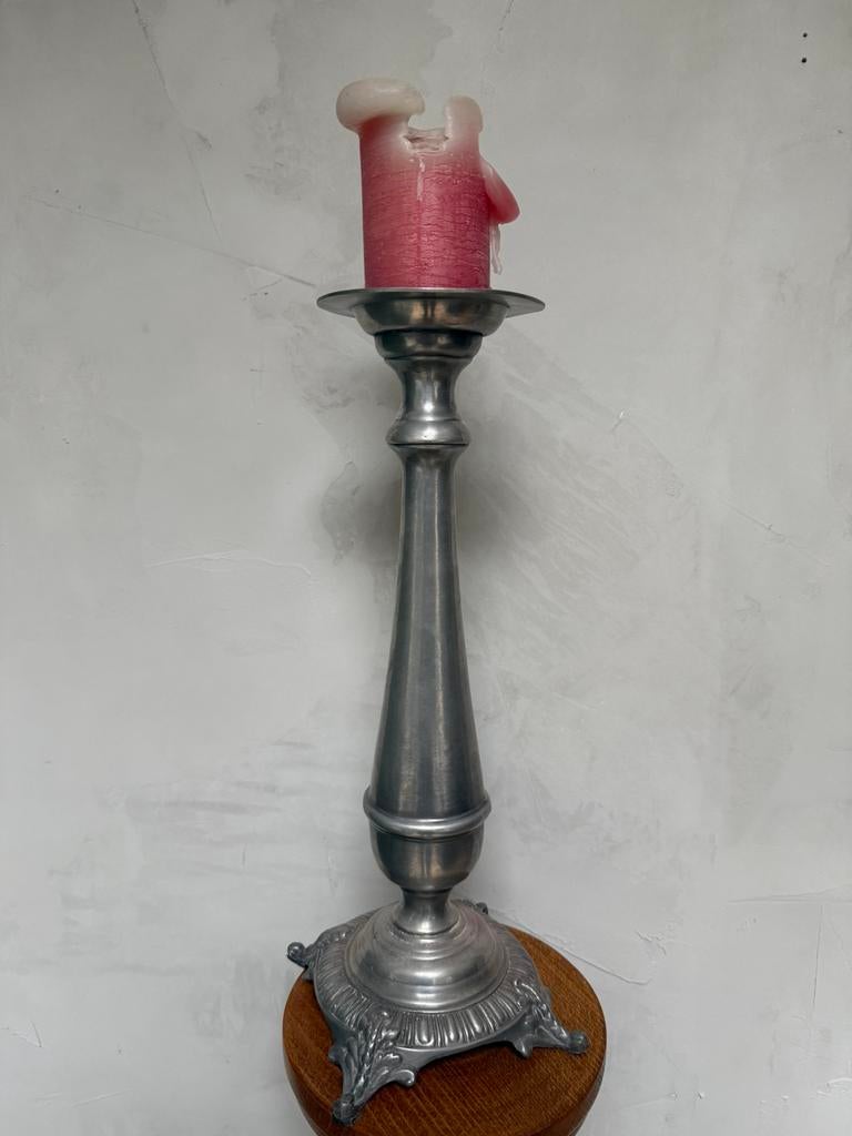 Kandelaar tin 45cm, Antiek en Kunst, Ophalen