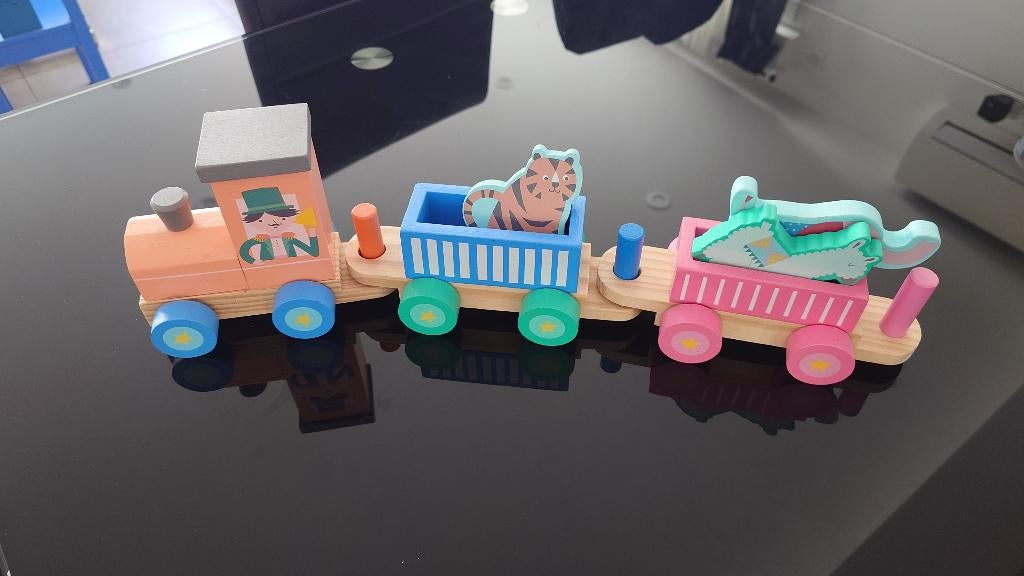 Houten trein voor kinderdieren, Verzenden, Gebruikt, Rij- of Hobbelspeelgoed