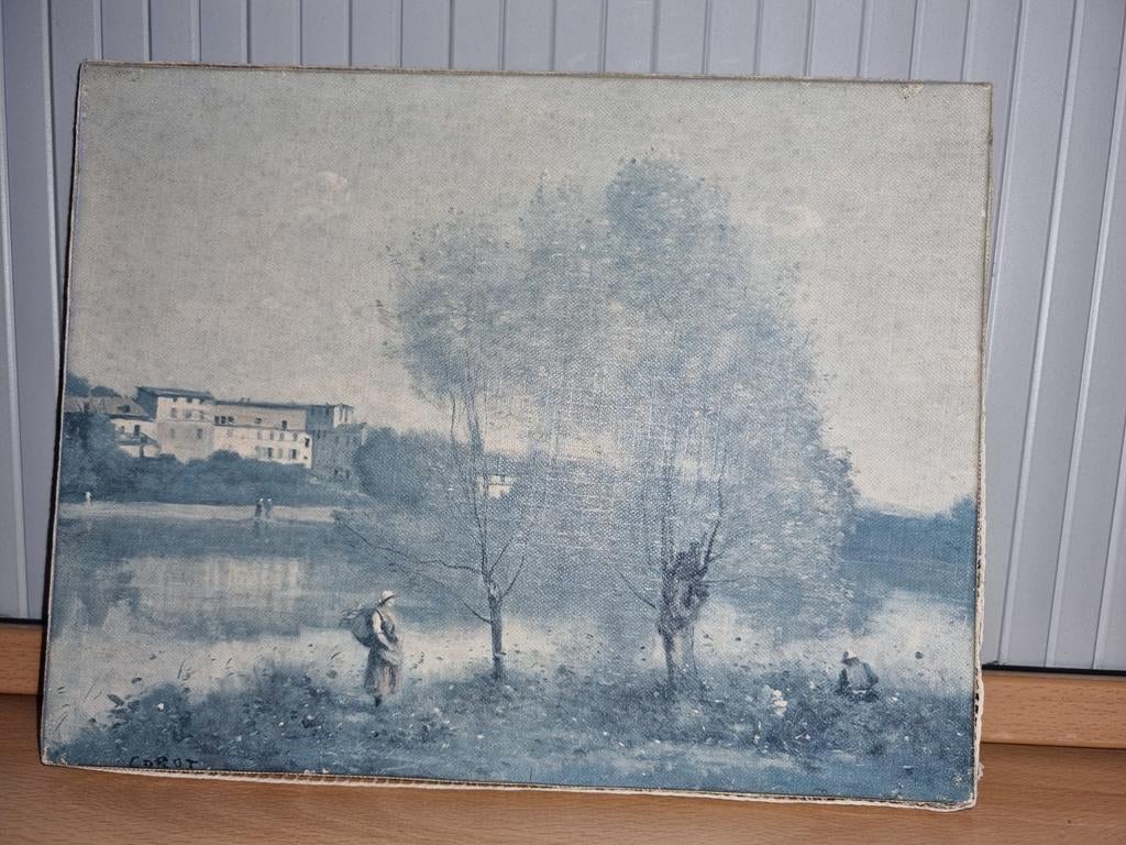 Reproductie van een schilderij van Corot Ville d'Avray 25,5, Antiek en Kunst, Ophalen of Verzenden