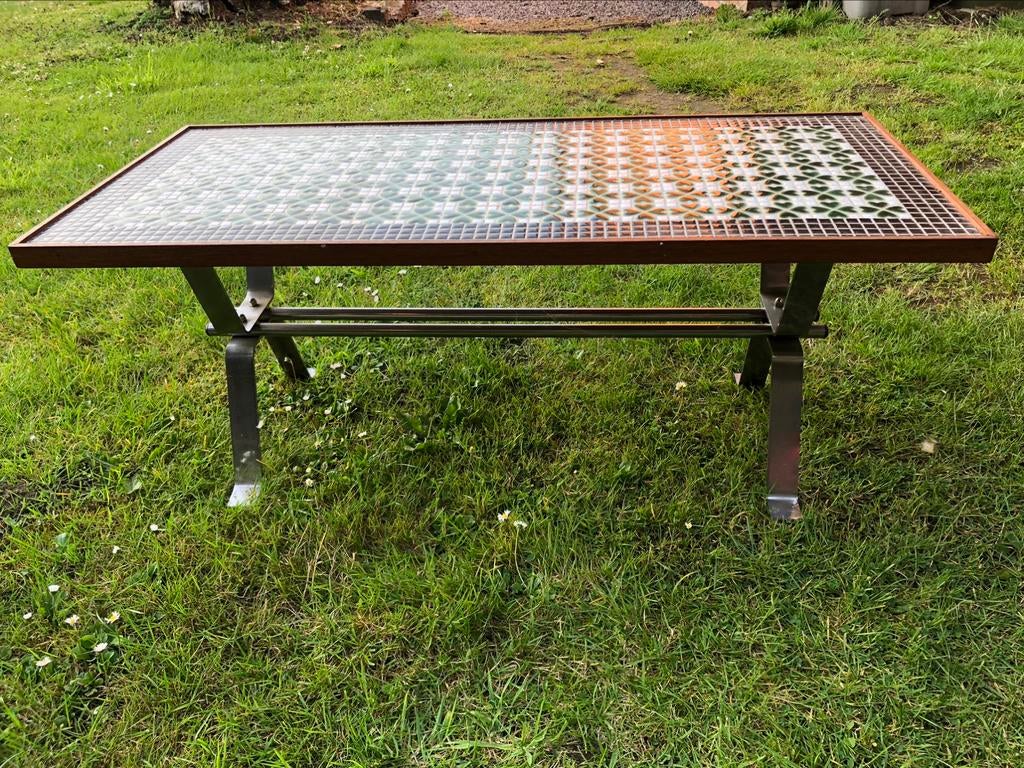 Bijzettafel met kleine tegeltjes, Ophalen, Gebruikt, Rechthoekig