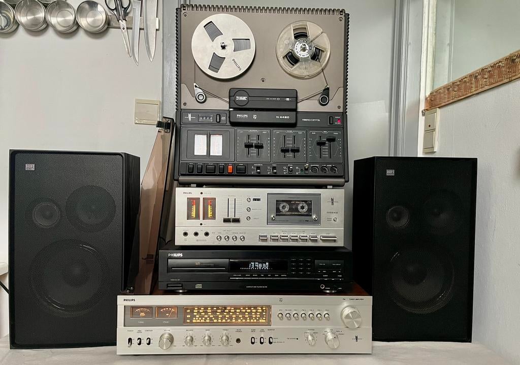 Complète Vintage Audio Ėquipement Philips, Enlèvement, Magnétophone, Avec bandes