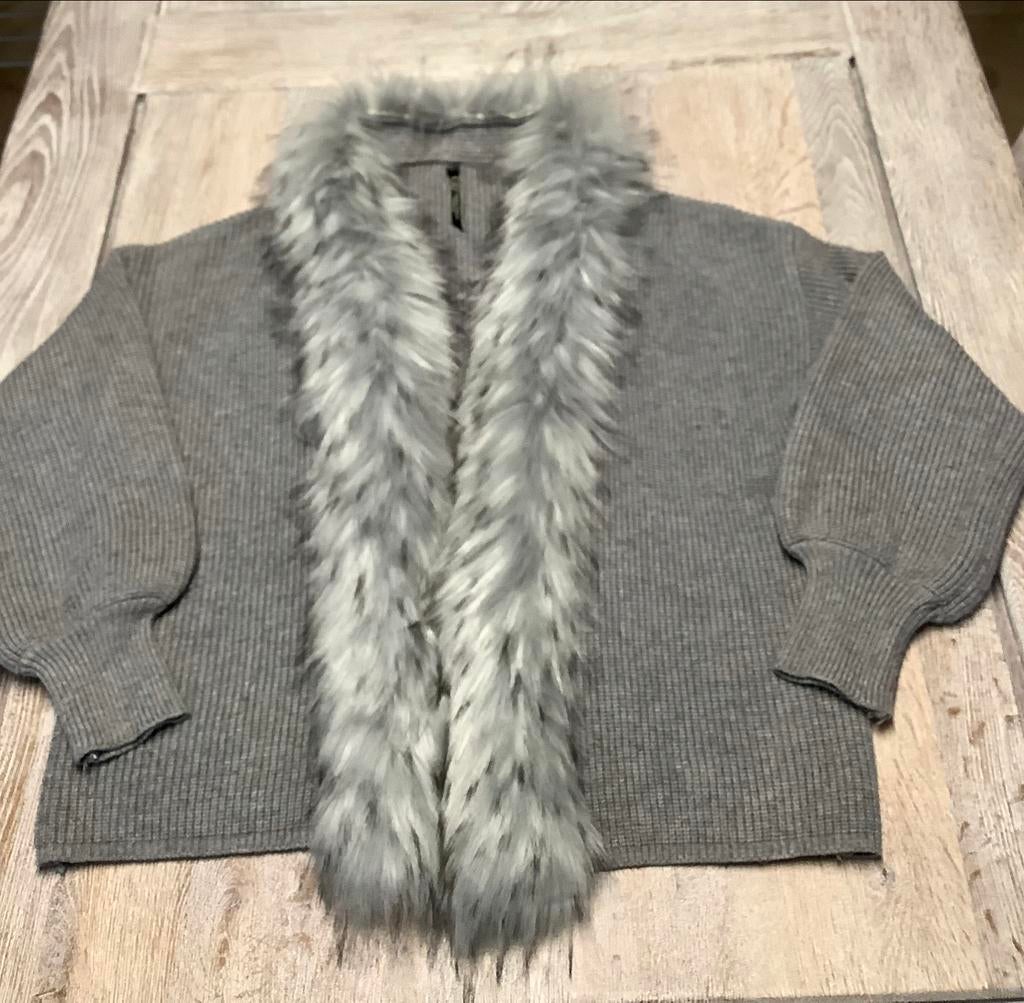 Cardigan gris en fausse fourrure Golden Days, Enlèvement, Comme neuf