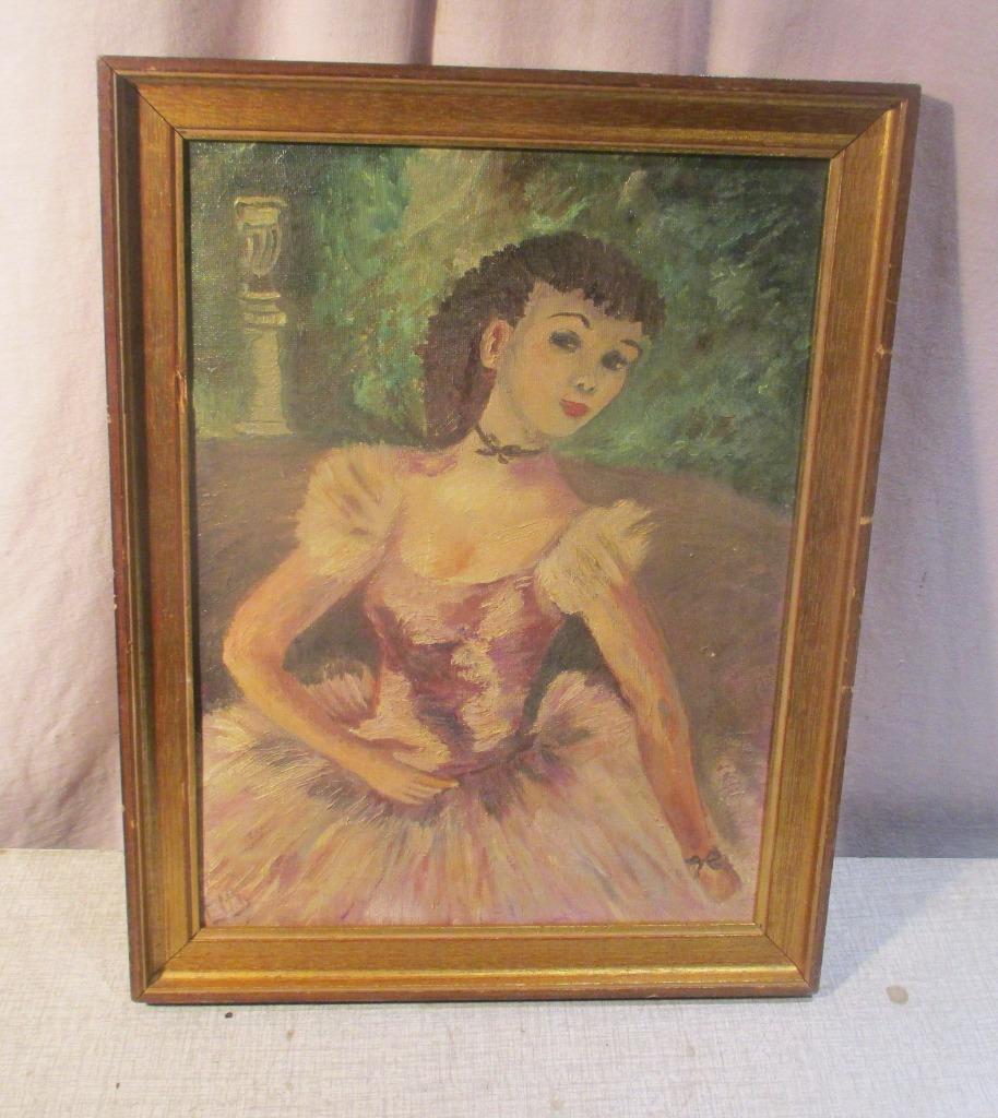 Belle Œuvre Peinte Ancienne 'Femme à la Robe' - signée, Enlèvement ou Envoi