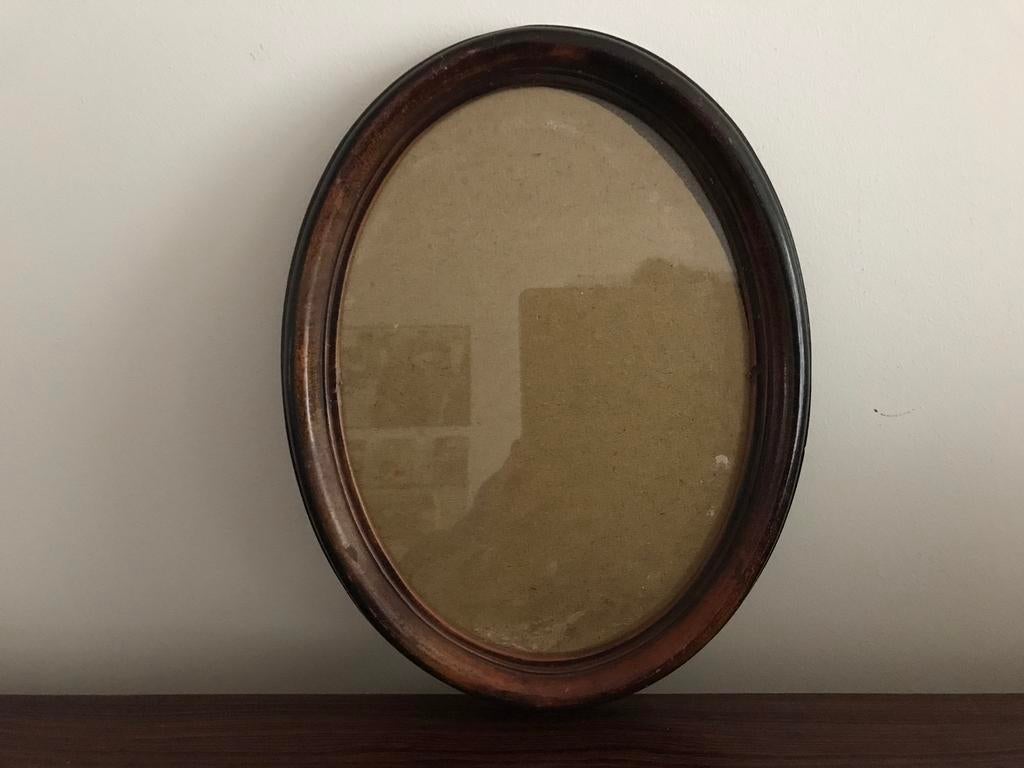 Lijst kader ovaal bruin met glas, Huis en Inrichting, Ophalen of Verzenden, Gebruikt