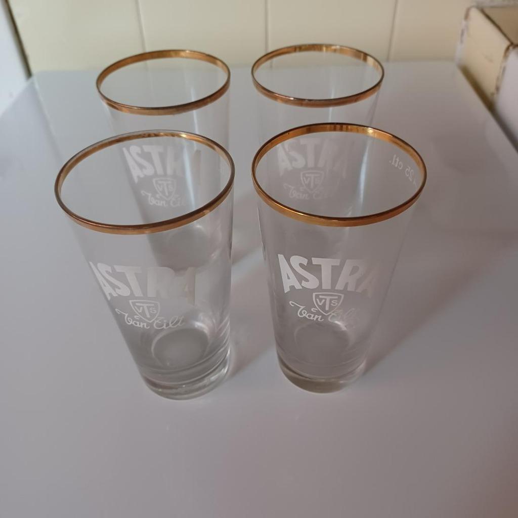 4 Bierglazen ASTRA, Verzamelen, Ophalen, Gebruikt, Glas of Glazen, Overige merken