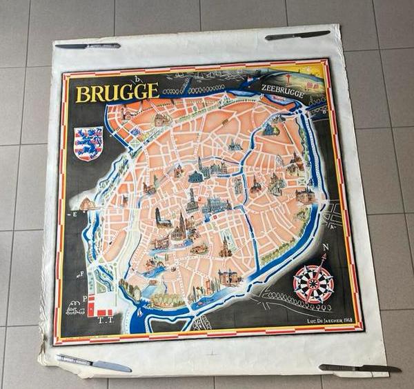 Litho van brugge door Luc De Jaecher ., Antiek en Kunst, Ophalen of Verzenden