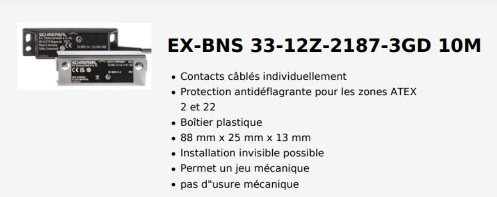 Interrupteur de sécurité sans contact Schmersal EX-BNS33 24V, Enlèvement