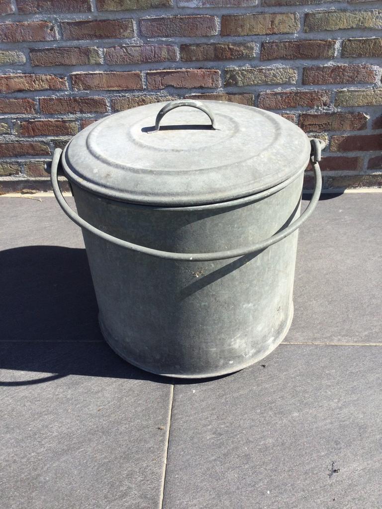 Ketel met deksel in zink / galvanisé, Ophalen of Verzenden, Zo goed als nieuw