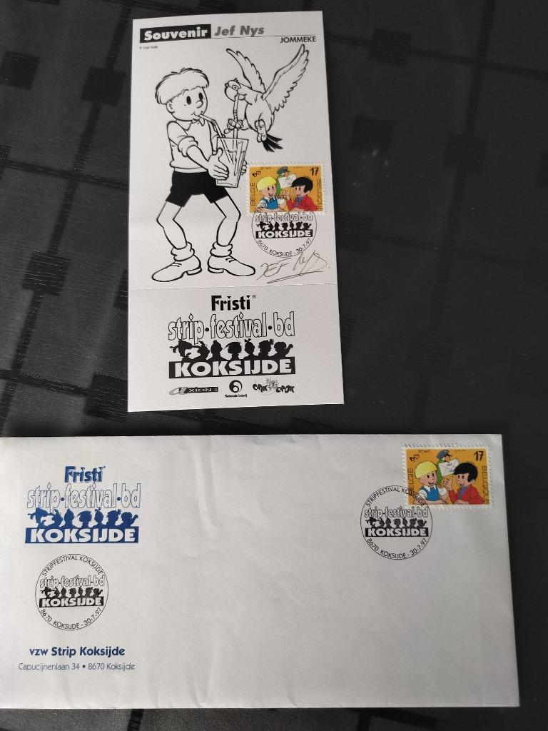 Postkaart Jommeke met zegel en handtekening Jef Nys, Ophalen