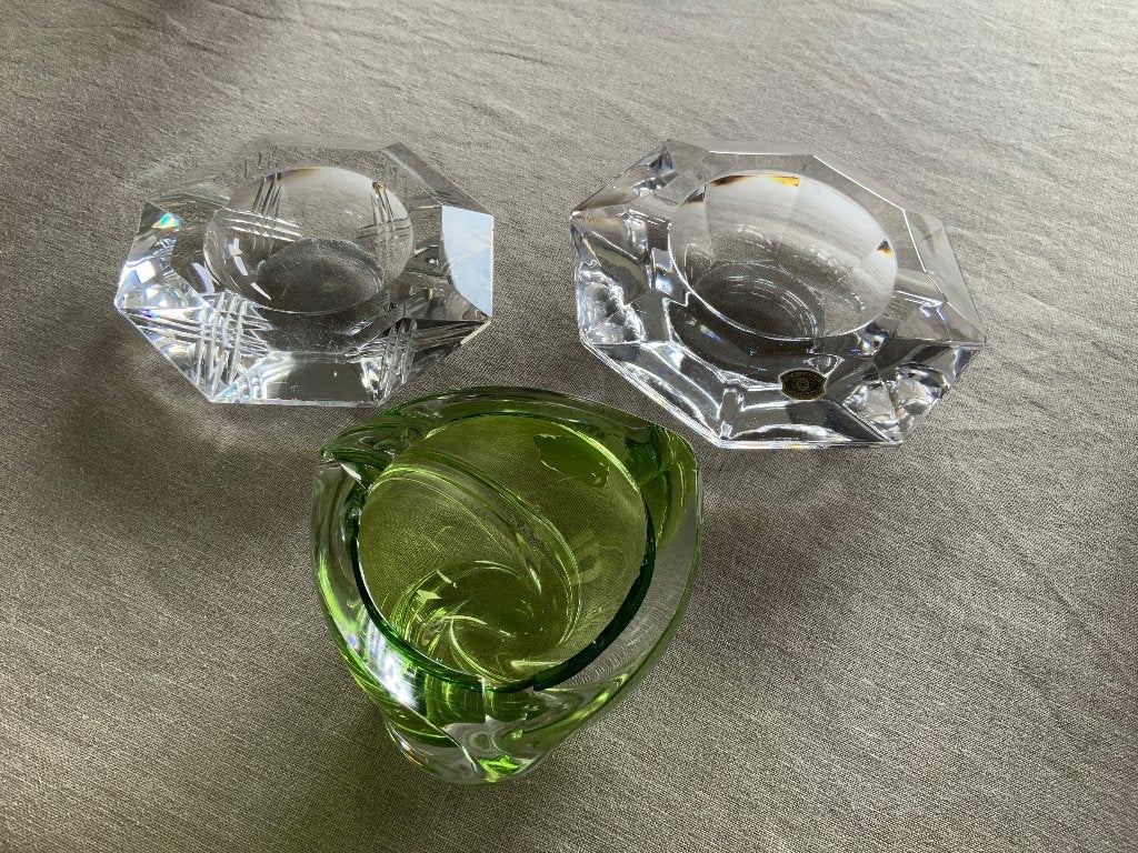 Set van 3 kristallen asbakken - 2 VSL - Vintage, Ophalen