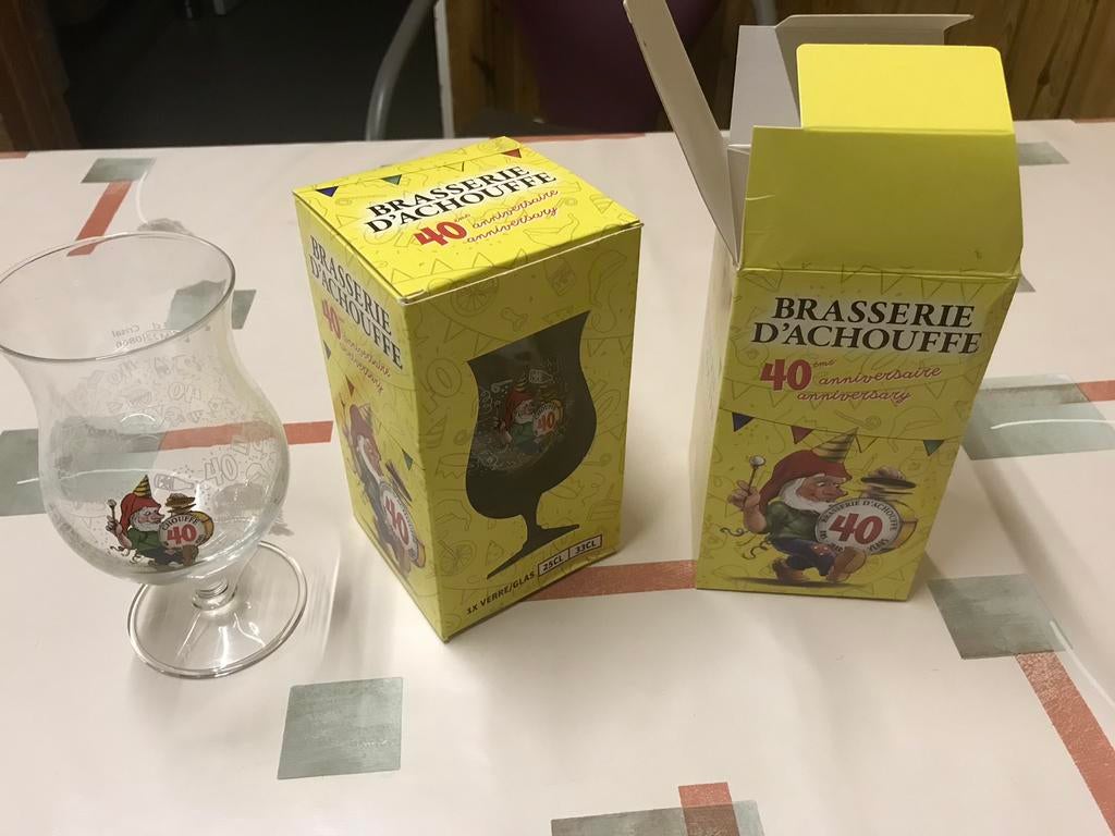 Chouffe glazen, 40j. bestaan.2 voor 12€, Ophalen of Verzenden, Nieuw, Overige typen