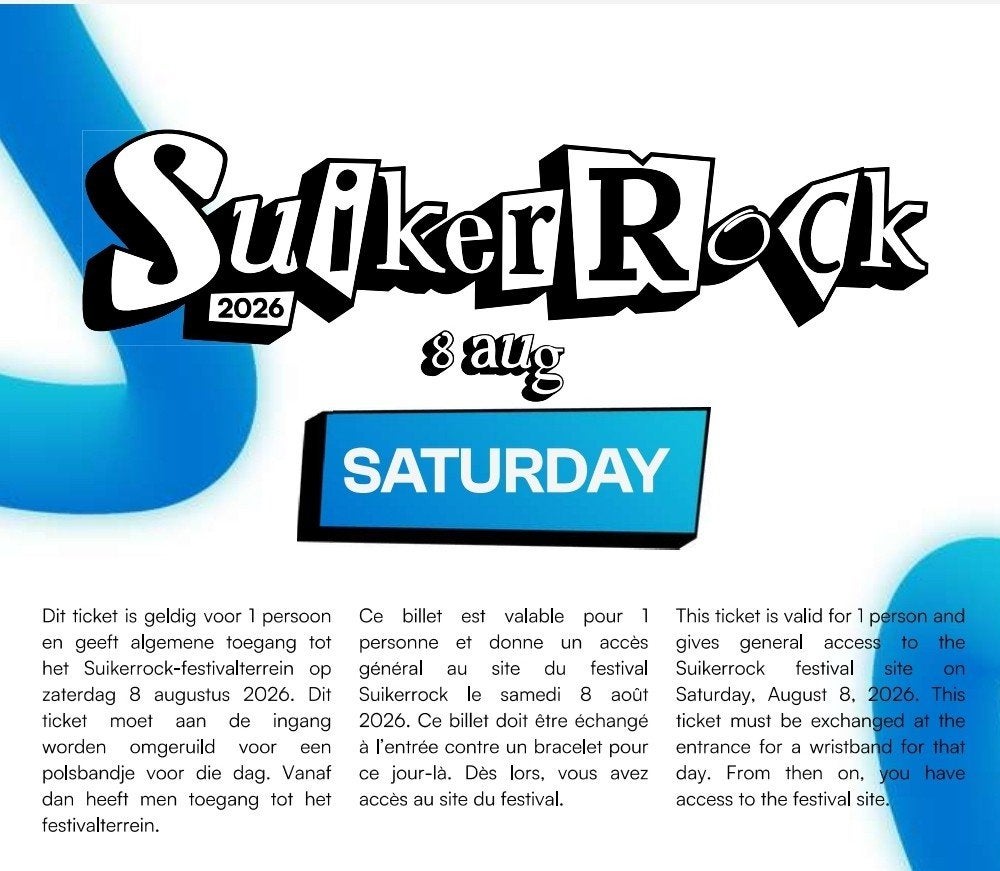 SuikerRock 2 tickets zaterdag 8 augustus, Tickets en Kaartjes