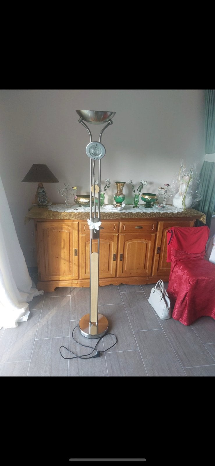 Lampadaire halogène avec liseuse orientable, Maison & Meubles, Lampes | Lampadaires, Comme neuf, Bois, Enlèvement