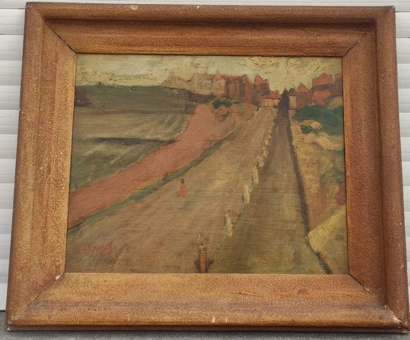 huile sur panneau digue signe gustave camus, Enlèvement ou Envoi, Expressionniste, Dessin, Panneau