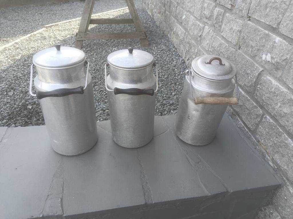 3 voor vintage aluminium melkkannen, Antiek en Kunst, Ophalen